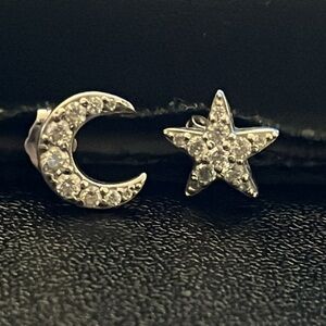 Moon & Star Sterling Silver Earrings